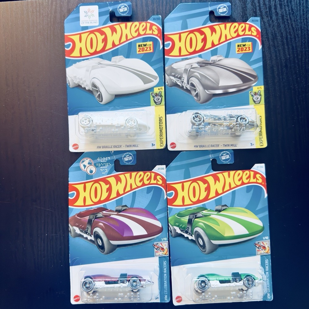 Hot Wheels Braille Racer Twin Mill 4-Car Lot 2021 1:64 HW Experimotors
